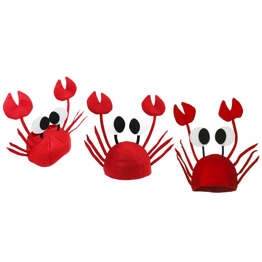 2057 3 Pieces Novelty 3D Crab Hat Funny Headwear Seafood Hat with Claws